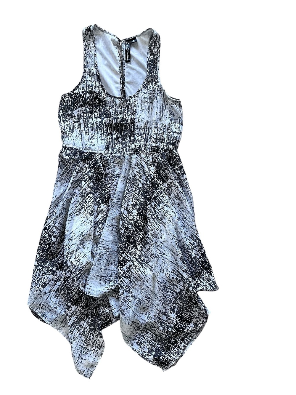 Feathers Black & White Sleeveless Midi Dress with Asymmetrical Hem Women Size M - Picture 2 of 9